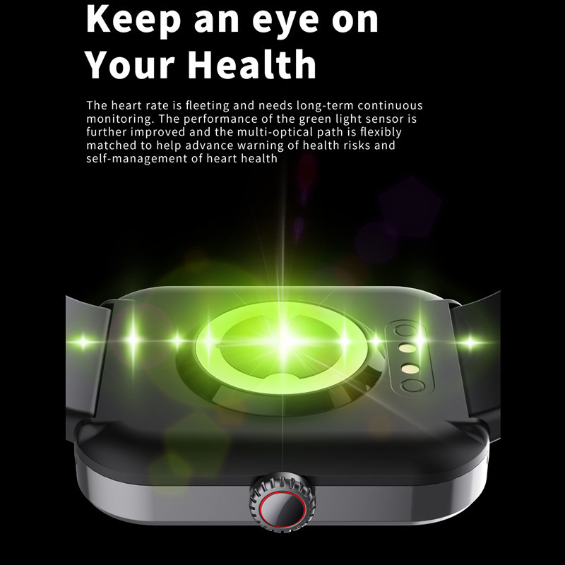 Viedpulkstenis vīriešiem diennakts glikozes līmeņa asinīs viedpulkstenis sirdsdarbības temperatūras monitorings sporta izsekotājs 1,91 collu ekrāns