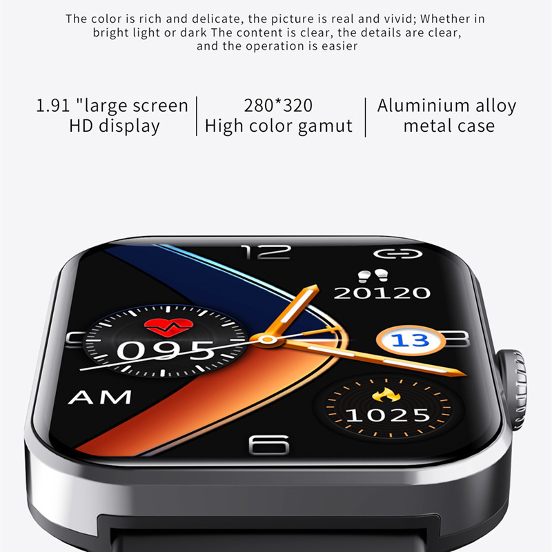 Viedpulkstenis vīriešiem diennakts glikozes līmeņa asinīs viedpulkstenis sirdsdarbības temperatūras monitorings sporta izsekotājs 1,91 collu ekrāns