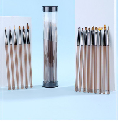 Set de 15 perii de manichiură acrilice pentru sculptură, pentru desen, perie cu gradient de gel, Pinceles, design pentru unghii