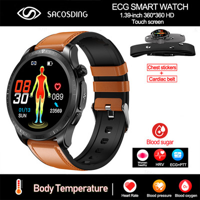 Pametni sat EKG+PPG Glukoza u krvi Tjelesna temperatura Pravi kisik u krvi Pametni sat 1,39 inča 360*360 Zaslon Otkucaji srca Zdravstveni sat