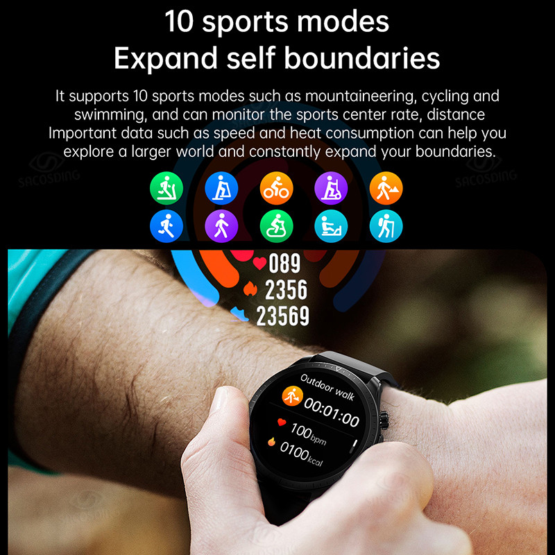 Pametni sat EKG+PPG Glukoza u krvi Tjelesna temperatura Pravi kisik u krvi Pametni sat 1,39 inča 360*360 Zaslon Otkucaji srca Zdravstveni sat