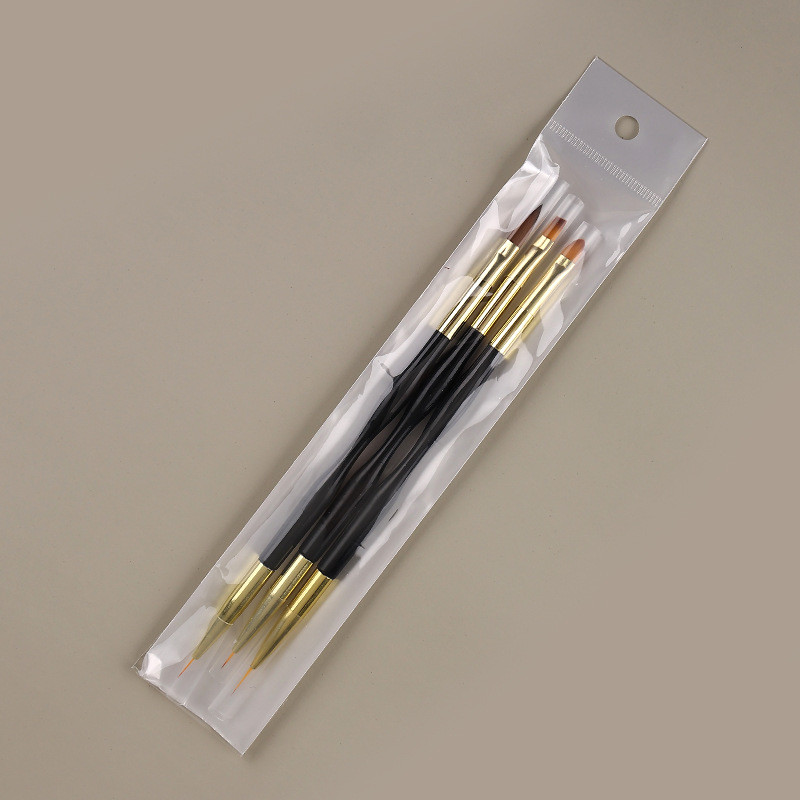 3 db Manikűr ecset Dual Use Gel Gradient Brush Pinceles Nail Art Design