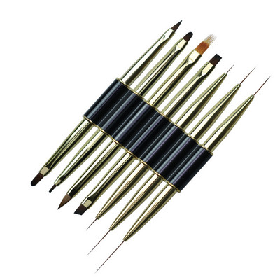 Dual End Nail Art Stripes Lines Liner Liner DIY Painting Brush Šķidrais pulveris Akrils UV GEL pagarinājuma veidotājs franču zīmēšanas pildspalva