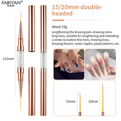 Pensula cu cap dublu pentru arta unghiilor, extensie cu gel UV pentru desen pentru pictura, stilou, instrumente de manichiura