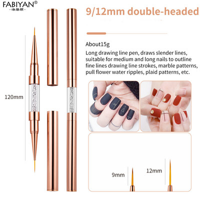 Pensula cu cap dublu pentru arta unghiilor, extensie cu gel UV pentru desen pentru pictura, stilou, instrumente de manichiura