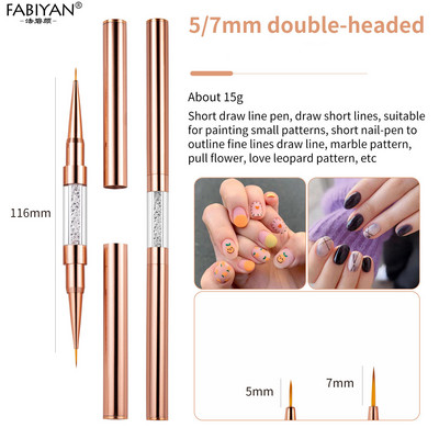 Pensula cu cap dublu pentru arta unghiilor, extensie cu gel UV pentru desen pentru pictura, stilou, instrumente de manichiura