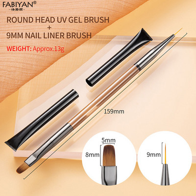 Pensula cu cap dublu pentru arta unghiilor, extensie cu gel UV pentru desen pentru pictura, stilou, instrumente de manichiura