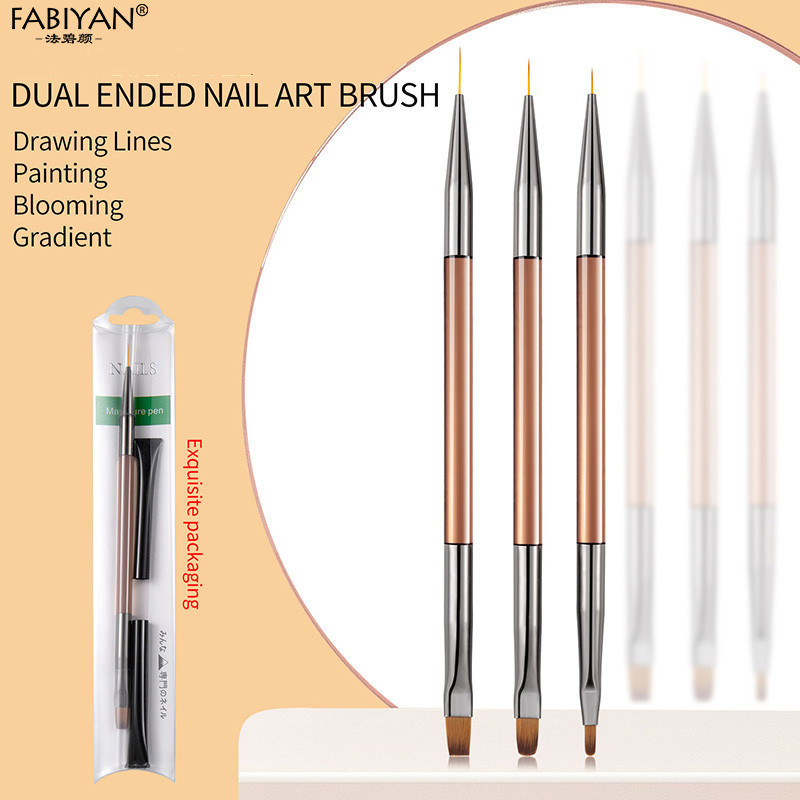 Pensula cu cap dublu pentru arta unghiilor, extensie cu gel UV pentru desen pentru pictura, stilou, instrumente de manichiura