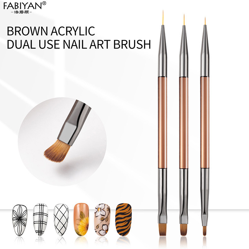 Pensula cu cap dublu pentru arta unghiilor, extensie cu gel UV pentru desen pentru pictura, stilou, instrumente de manichiura