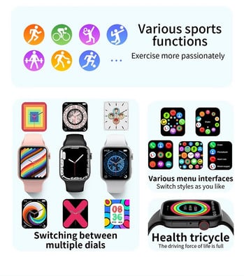 2023 Нов диамантен смарт часовник Series 8 Women Full Touch Lady Sport Fitness Bluetooth Female Fashion S8 Smartwatch за IOS Android