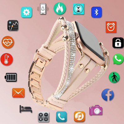 2023 Нов диамантен смарт часовник Series 8 Women Full Touch Lady Sport Fitness Bluetooth Female Fashion S8 Smartwatch за IOS Android