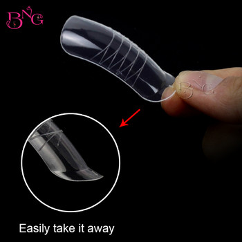 BNG 120 бр. Бързо изграждаща се форма на мухъл Накрайници за нокти Двойни фалшиви нокти Прозрачен инструмент за маникюр за многократна употреба Удължаване Поли нокти Гел Art Forms