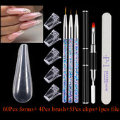 60 buc. Forme duble Mucegai pentru unghii false Mucegai superior cu cleme Seturi de perii pentru unghii pentru formare rapidă pentru extensie pentru constructii Gel X Set de instrumente pentru unghii