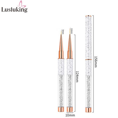 9 mm/12 mm mramorirano ružičasto zlato za nokte Kist za UV gel Nail Art Liner Kist za gradijent Kist Kristalna akrilna tanka olovka za crtanje