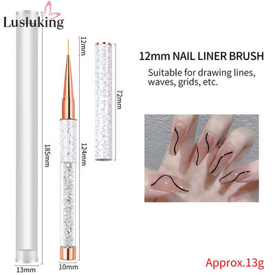 9 mm/12 mm mramorirano ružičasto zlato za nokte Kist za UV gel Nail Art Liner Kist za gradijent Kist Kristalna akrilna tanka olovka za crtanje