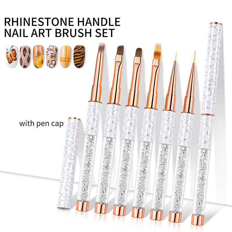 9 mm/12 mm mramorirano ružičasto zlato za nokte Kist za UV gel Nail Art Liner Kist za gradijent Kist Kristalna akrilna tanka olovka za crtanje