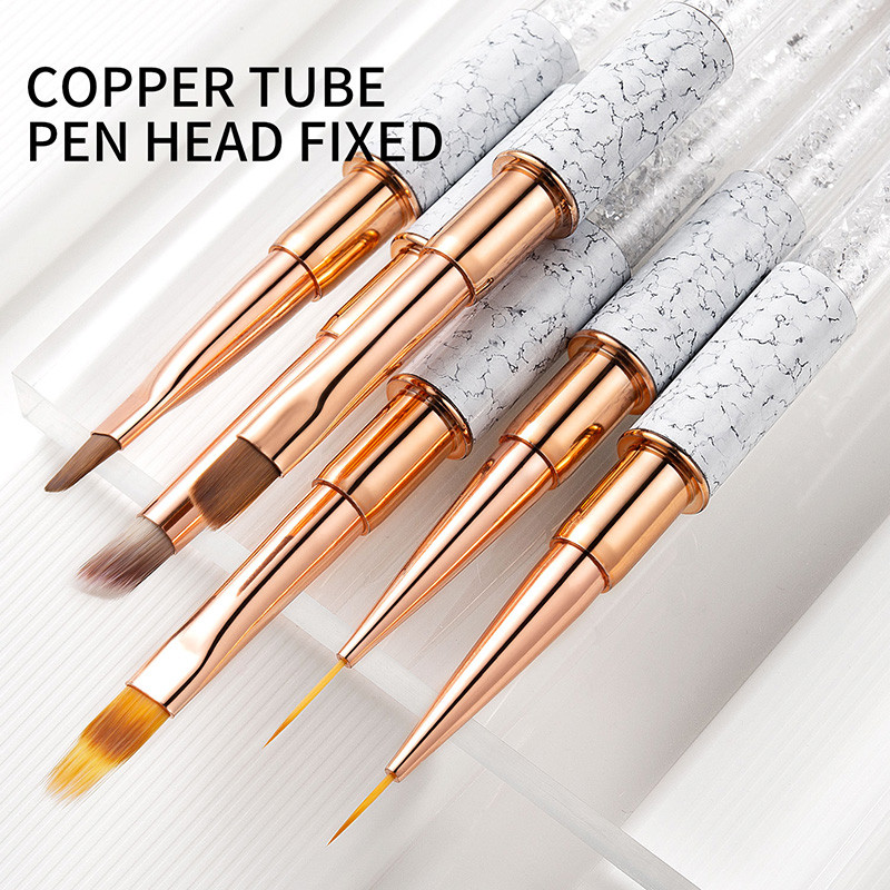 9 mm/12 mm mramorirano ružičasto zlato za nokte Kist za UV gel Nail Art Liner Kist za gradijent Kist Kristalna akrilna tanka olovka za crtanje