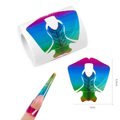 500 buc/rolă Sfaturi de extensie pentru unghii cu gel UV acrilic Autocolant pentru formă de unghii Autocolant auto-adeziv Ghid de hârtie Mucegai pentru manichiură Forma unghiilor franceze