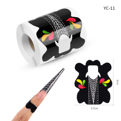 500 buc/rolă Sfaturi de extensie pentru unghii cu gel UV acrilic Autocolant pentru formă de unghii Autocolant auto-adeziv Ghid de hârtie Mucegai pentru manichiură Forma unghiilor franceze