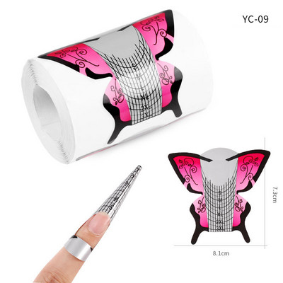 500 buc/rolă Sfaturi de extensie pentru unghii cu gel UV acrilic Autocolant pentru formă de unghii Autocolant auto-adeziv Ghid de hârtie Mucegai pentru manichiură Forma unghiilor franceze