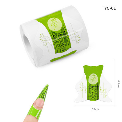 500 buc/rolă Sfaturi de extensie pentru unghii cu gel UV acrilic Autocolant pentru formă de unghii Autocolant auto-adeziv Ghid de hârtie Mucegai pentru manichiură Forma unghiilor franceze