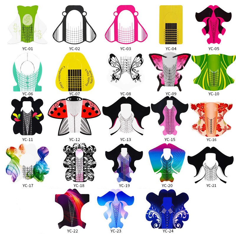 500 buc/rolă Sfaturi de extensie pentru unghii cu gel UV acrilic Autocolant pentru formă de unghii Autocolant auto-adeziv Ghid de hârtie Mucegai pentru manichiură Forma unghiilor franceze