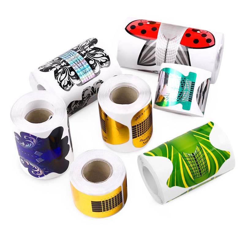 500 buc/rolă Sfaturi de extensie pentru unghii cu gel UV acrilic Autocolant pentru formă de unghii Autocolant auto-adeziv Ghid de hârtie Mucegai pentru manichiură Forma unghiilor franceze