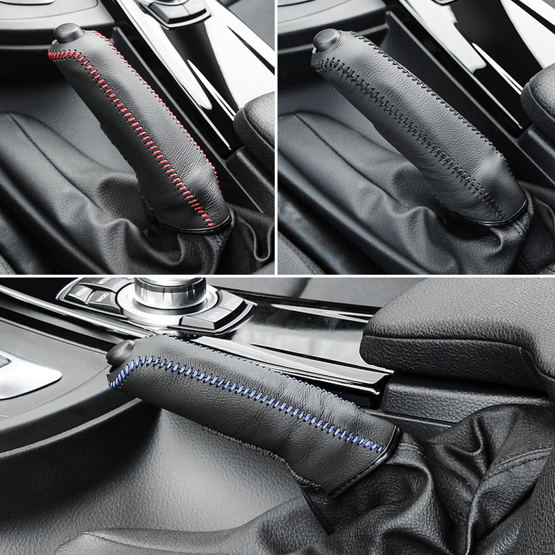 Кожени зъбни колела Капак за ръчна спирачка Авто интериор за Skoda Octavia A5 A7 RS Fabia Superb Rapid Yeti Аксесоари Стил на автомобила