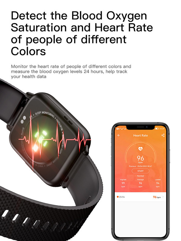 2023 1.7 inčni 2.5D stakleni poklopac Legura cinka FW02 Pametni sat IP68 Vodootporan bežično punjenje Pametni sat BT Call Sport Puls