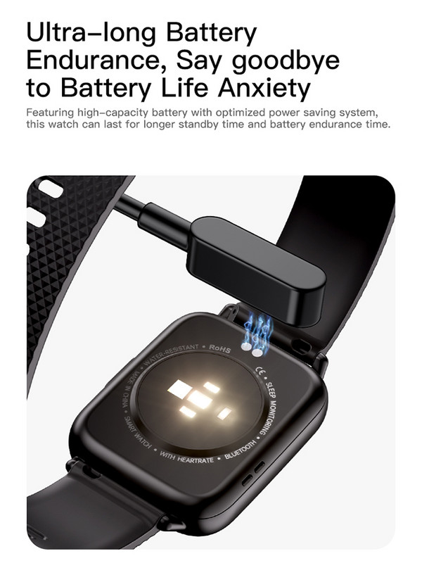 2023 1.7 inčni 2.5D stakleni poklopac Legura cinka FW02 Pametni sat IP68 Vodootporan bežično punjenje Pametni sat BT Call Sport Puls