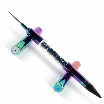 1 ΤΕΜ. Rainbow Dual-Ended Nail Dotting Stol Κρυστάλλινες χάντρες Λαβή Καρφιά από στρας Picker Wax Μολύβι Μανικιούρ Νυχιών Εργαλεία