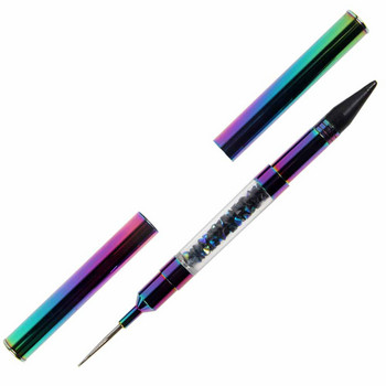 1PCS Rainbow Dual-Ended Nail Dotting Pen Crystal Beads Handle Rhinestone Studs Picker Wax Pencil Manicure Nail Art Tools