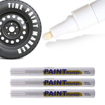 3 бр. Бяла химикалка за боядисване на автомобили Водоустойчива писалка за маркиране на автомобилни джанти с мазна боя Автоматична гумена протекторна гума Бързосъхнеща перманентна боя Marke
