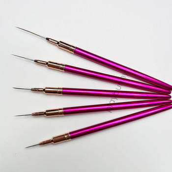 Ροζ μεταλλική λαβή Nail Art Liners Striping Brushes Tool Extra Fine Drawing Detail Painting Blending Liner Nail Brush