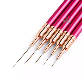 Ροζ μεταλλική λαβή Nail Art Liners Striping Brushes Tool Extra Fine Drawing Detail Painting Blending Liner Nail Brush