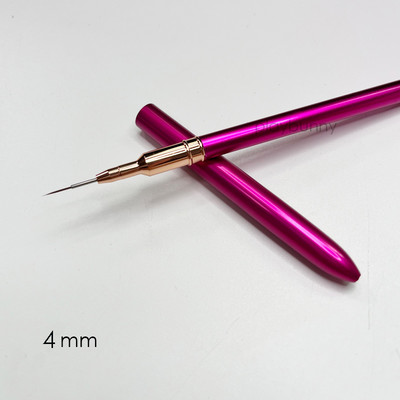 Mâner din metal roz, căptușeli pentru arta unghiilor, perii cu dungi, instrument, desen, detalii, pictură, amestecare, perie pentru unghii.