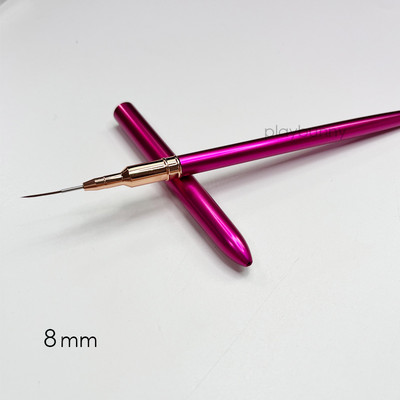 Mâner din metal roz, căptușeli pentru arta unghiilor, perii cu dungi, instrument, desen, detalii, pictură, amestecare, perie pentru unghii.