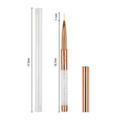 Set de perii de unghii cu gel UV BQAN Rose Gold, pix pentru pictura, perie acrilice pentru desen pentru unghii, mâner cu strass, instrument pentru arta unghiilor
