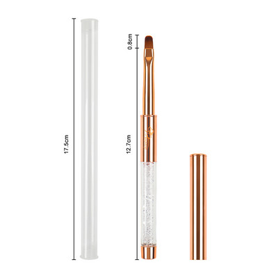 Set de perii de unghii cu gel UV BQAN Rose Gold, pix pentru pictura, perie acrilice pentru desen pentru unghii, mâner cu strass, instrument pentru arta unghiilor