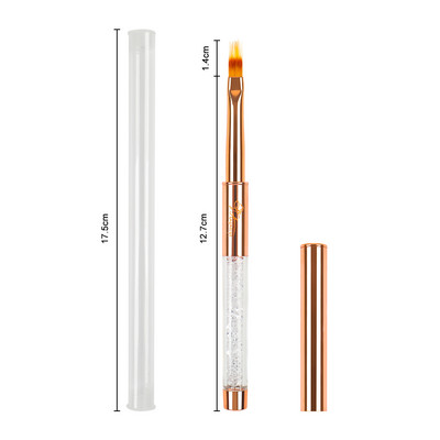 Set de perii de unghii cu gel UV BQAN Rose Gold, pix pentru pictura, perie acrilice pentru desen pentru unghii, mâner cu strass, instrument pentru arta unghiilor