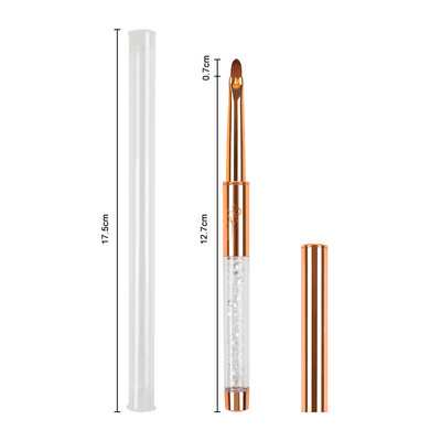 Set de perii de unghii cu gel UV BQAN Rose Gold, pix pentru pictura, perie acrilice pentru desen pentru unghii, mâner cu strass, instrument pentru arta unghiilor