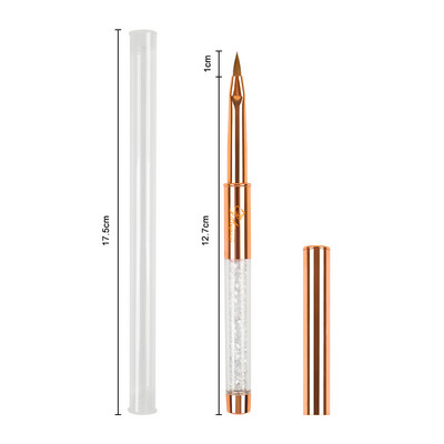 Set de perii de unghii cu gel UV BQAN Rose Gold, pix pentru pictura, perie acrilice pentru desen pentru unghii, mâner cu strass, instrument pentru arta unghiilor