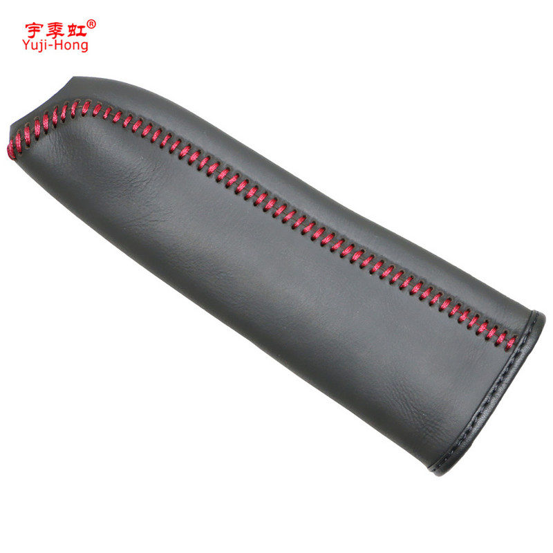 Yuji-Hong Husa pentru frana de mana auto pentru Mazda 6 2007-2015 Manere de frana de mana din piele naturala fir negru/rosu