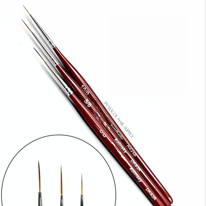 Kolinsky Sable Finest Premium Nail Art hosszú csíkos béléskefe fa nyelű akril körmök eszközzel