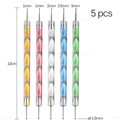 5 bucăți/set nail art acrilic pulbere lichidă sculptură perie pictura flori design 3D bricolaj desen stilou instrumente de manichiură