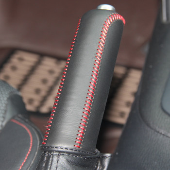 Черна естествена кожа на капака на ръчната спирачка на автомобила Защитен маншон за Mazda CX-5 2013-2014 Mazda 3 Axela 2014-2017