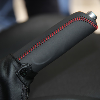 Черна естествена кожа на капака на ръчната спирачка на автомобила Защитен маншон за Mazda CX-5 2013-2014 Mazda 3 Axela 2014-2017