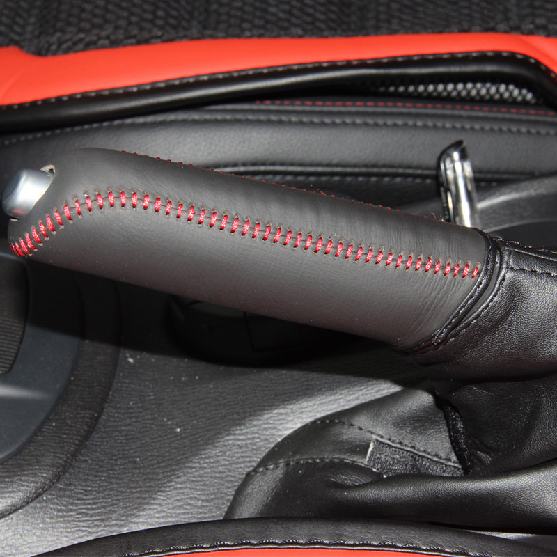 Husa de protectie neagra din piele naturala pentru frana de mana auto pentru Mazda CX-5 2013-2014 Mazda 3 Axela 2014-2017