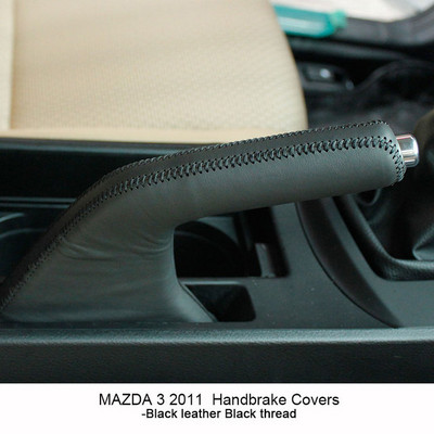 Husă de protecție neagră pentru frână de mână de mașină din piele naturală pentru Mazda 3 2011 Capac pentru mânere de frână de mână