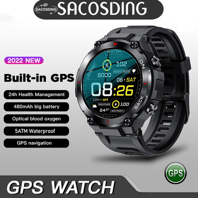 2023 Нов GPS смарт часовник Спортна фитнес гривна Напомняне за повикване Сърдечен ритъм IP68 Водоустойчив смарт часовник за мъже Android IOS Часовник
